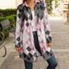 Lily | Pink & Gray Diamond Longline Shacket - Women & Plus