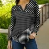 Lily | Black & White Geometric Color Block Notch Neck Top - Plus