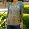 Lily | Olive & Turquoise Floral Boatneck Top - Women & Plus