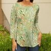 Lily | Olive & Green Floral Boatneck Top - Women