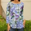 Lily | Lavender & White Floral Boatneck Top - Women