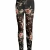 Lily | Black & Brown Floral Leggings - Plus