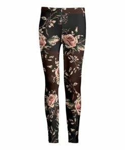 Lily | Black & Brown Floral Leggings - Plus