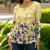 Lily | Cream & Blue Floral Boatneck Top - Women & Plus