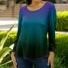 Lily | Purple & Teal Ombré Boatneck Top - Women