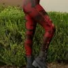 Lily | Red & Black Camo Side-Button Leggings - Plus