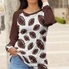Lily | White & Brown Football Raglan Tunic - Women