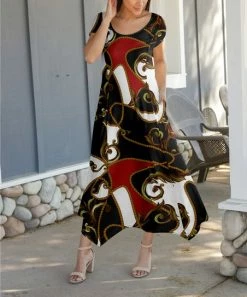 Lily | Black & Red Status Handkerchief-Hem Maxi Dress - Plus