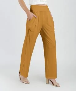 Lily | Goldtone Straight-Leg Pants - Plus
