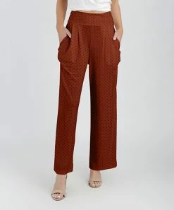 Lily | Rust & Black Polka Dot Straight-Leg Pants - Women