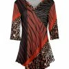 Lily | Orange & Black Animal-Print Three-Quarter Sleeve V-Neck Tunic - Plus