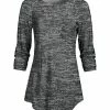 Lily | Heather Gray & Charcoal Melange Pocket Three-Quarter Sleeve Tunic - Women & Plus