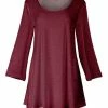 Lily | Heather Red & Gray Long-Sleeve Boatneck Tunic - Women