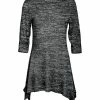 Lily | Heather Gray & Black Melange Three-Quarter Sleeve Sidetail Tunic - Plus