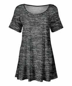 Lily | Heather Gray & Charcoal Melange Short-Sleeve Boatneck Tunic - Plus