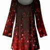 Lily | Black & Red Abstract Long-Sleeve Boatneck Tunic - Women