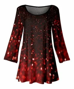 Lily | Black & Red Abstract Long-Sleeve Boatneck Tunic - Women