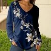 Lily | Navy & Beige Floral Long-Sleeve Tunic - Plus