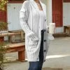 Lily | White Cable-Knit Button-Up Cardigan - Women