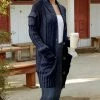 Lily | Navy Cable-Knit Button-Up Cardigan - Women