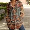 Lily | Teal & Red Paisley Pocket Collared Button-Up Shacket - Women