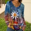Lily | Blue & Yellow Abstract Daisy-Accent V-Neck Tunic - Women & Plus