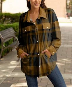 Lily | Black & Brown Plaid Pocket Shacket - Plus