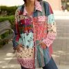 Lily | Red & Mint Patchwork Pocket Collared Button-Up Shacket - Women & Plus