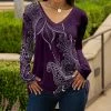 Lily | Purple & White Paisley Long-Sleeve V-Neck Tunic - Women & Plus