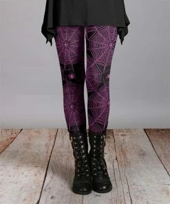 Lily | Black & Purple Spider Web Leggings - Plus