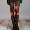 Lily | Gray & Orange Pumpkin Plaid Leggings - Women