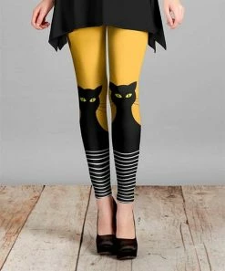 Lily | Yellow & Black Cat Stripe Leggings - Women