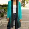 Lily | Turquoise & Black Ombré Long-Sleeve Open Cardigan - Women
