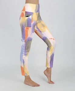 Lily | Purple & Yellow Abstract Pocket Leggings - Women