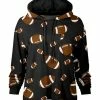 Lily | Black & Brown Football Chest-Pocket Drawstring Hoodie - Plus