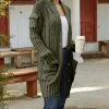 Lily | Army Green Cable-Knit Button-Up Cardigan - Women & Plus