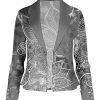Lily | Gray & White Abstract Open Blazer - Women