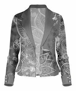 Lily | Gray & White Abstract Open Blazer - Women