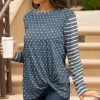 Lily | Blue & White Dot Stripe Long-Sleeve Twist-Hem Tunic - Plus