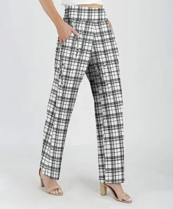 Lily | White & Gray Plaid Pocket Pants - Women & Plus