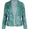 Lily | Turquoise & Green Leaf Open Blazer - Women