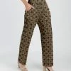 Lily | Black & Brown Geometric Wide-Hem Pocket Palazzo Pants - Women