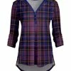 Lily | Blue & Purple Plaid V-Neck Hi-Low Tunic - Plus