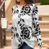 Lily | Black & White Floral Long-Sleeve Knot-Detail Tunic - Women