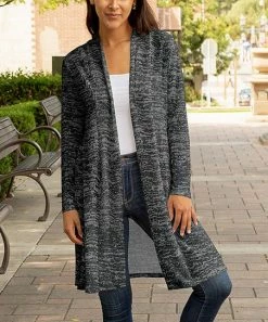 Lily | Heather Gray & Black Open Cardigan - Women