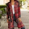 Lily | Red & Navy Plaid Fair Isle Open Cardigan - Women
