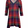Lily | Red & Blue Plaid V-Neck Sidetail Tunic - Plus