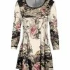 Lily | Black & Cream Floral Status Pleated Scoop-Neck Long-Sleeve Tunic - Women & Plus