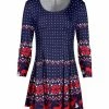 Lily | Blue & Red Nordic Pleated Scoop-Neck Long-Sleeve Tunic - Plus