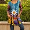 Lily | Blue & Multicolor Flower Pocket Swing Tunic - Women
